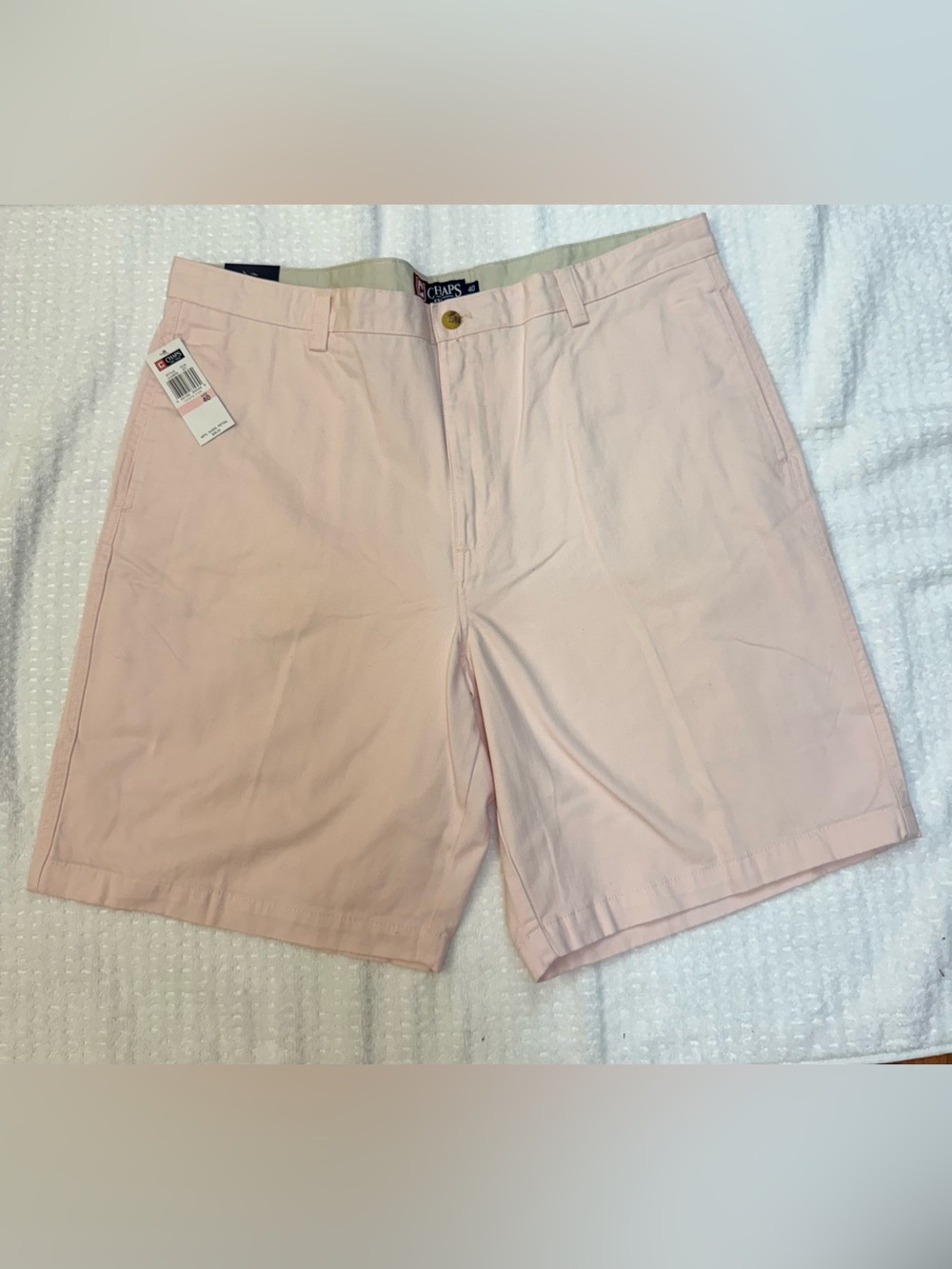 Chaps Men's Light Pink Flat-Front Cotton Shorts